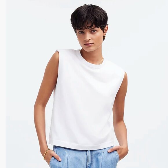 🏷️ NWT: Madewell Structured Muscle Tee - White Size Small - Picture 1 of 8